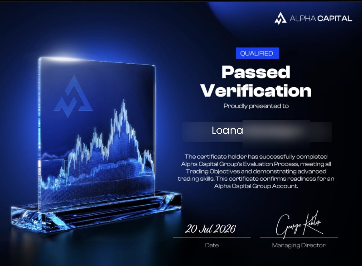 Certificat Alpha Capital vérification réussie — élève KORP X